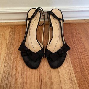 Kate Spade Black Satin Slingback Bow Heels | 8